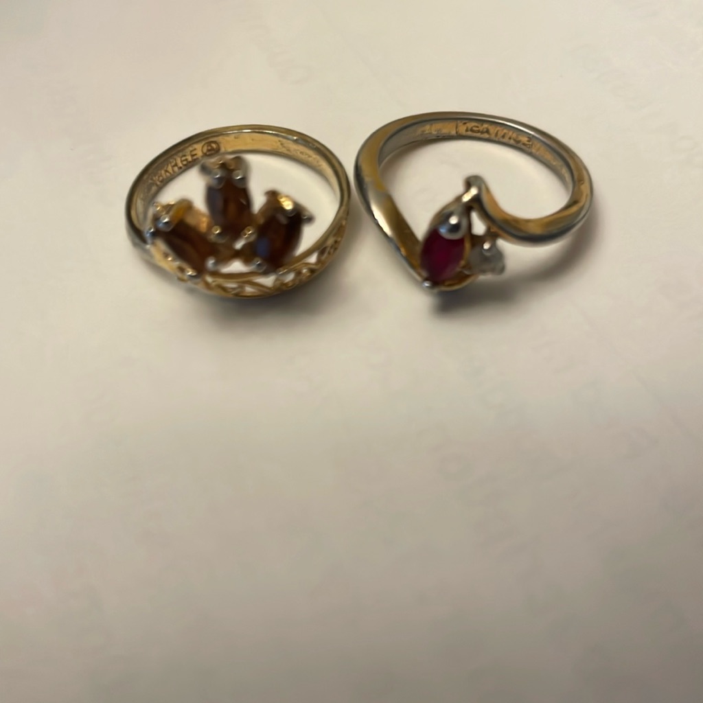 2 Gold Rings With Precious Stones